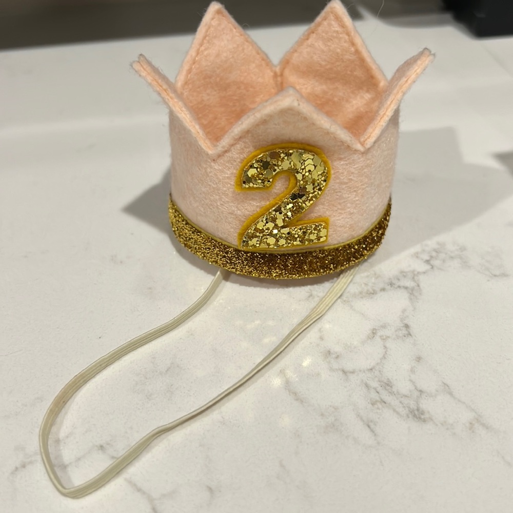 Birthday crown felt material second bday 2nd birthday
